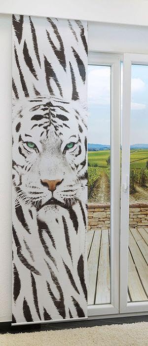 Rideau coulissant tigre blanc pour cacher le vis-à-vis des grandes fenêtres
