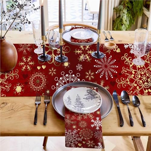 Chemin de table de Noël en lin antidérapant pour protéger votre table - 7