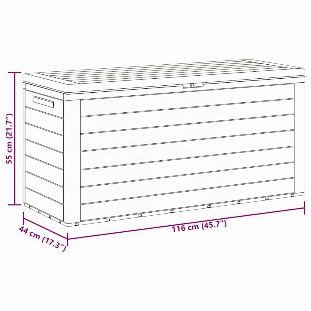vidaXL Baule da Giardino Antracite 116x44x55 cm