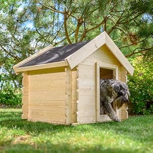 Caseta Perros Exterior Madera – 76 x 99 x H80 cm – casa Perro – Talla S -casa de Perros pequeños – Techo Impermeable – Timbela M401-1