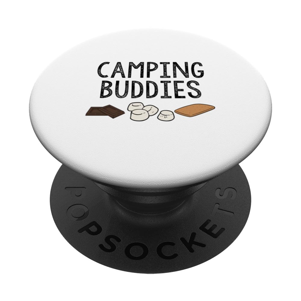 Funny Camping Buddies S'mores Campfire Snacks for Campers PopSockets Swappable PopGrip, Black