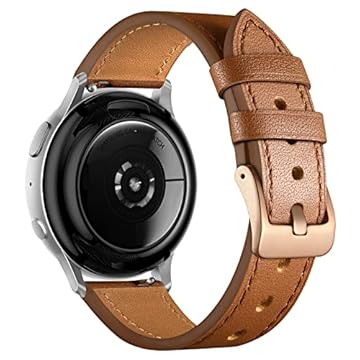 GEAK Pulseiras de couro compatíveis com Samsung Galaxy Watch 7 de 40 mm e 44 mm/Galaxy Watch 6 5 4 de 40 mm e 44 mm/Galaxy Active 2 de 40 mm e 44 mm de 20 mm e homens, marrom