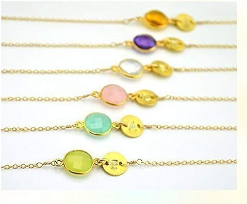 Miniatura 7 de 5 juegos de eslabones de conector de piedra natal mixta de grado A de Adabele de 0.236 in, cuentas de cristal austriaco, chapado en oro de 14