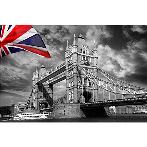 Gwgdjk Combinaciones Simples Pinturas Cama Mural Sofá Fondo Pintura De Pared En Blanco Y Negro Retro London Paris Living M-200X140Cm (80 * 56Inch)