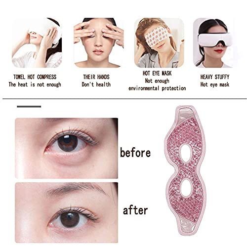 Hainice Hot & Cold Therapy oogmasker, koele oogafdekking, compress, gel, kralen-oogvlekken, herbruikbaar, voor slapen, nap verminderen donkere kringen en gezwollen ogen - roze - Image 8