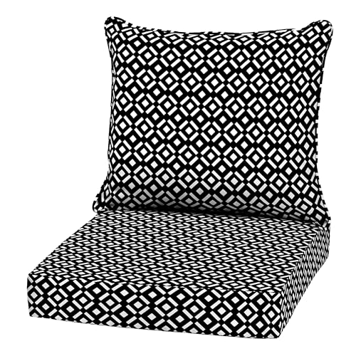 Image of Arden Outdoor Deep Seat Cushion Set, 22x24, Black Demi Tile