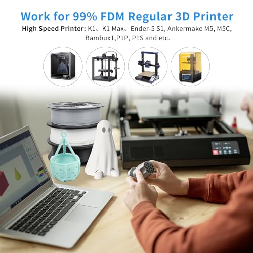 Image of iSANMATE 2 kg High Speed PLA Filament 1.75 mm, Hyper PLA Filament 3D High Efficiency Printer Filament 1 kg x 2 Spool, Dimensional Accuracy + /- 0.03 mm, 30-600 mm /s (Black + Black)