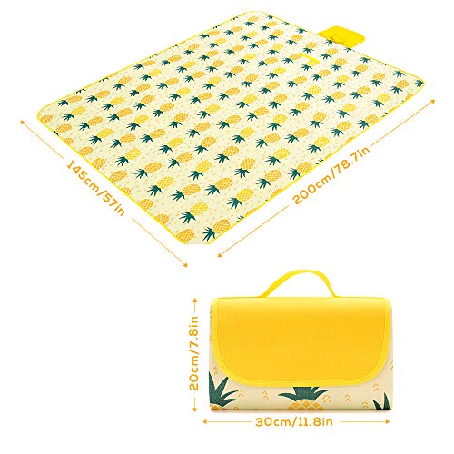 LBLA Manta Picnic Impermeable 145 x 200 cm, Plegable Alfombra de Picnic al Aire Libre para Camping/Playa/Jardín (Amarillo)
