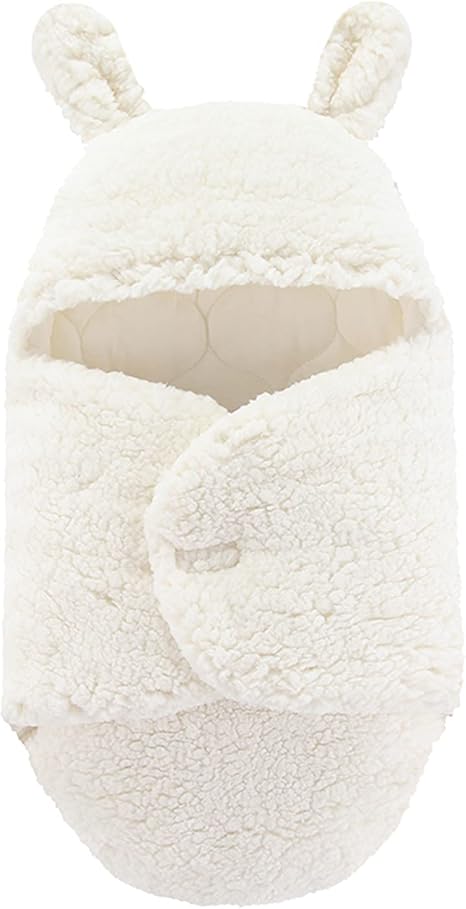 Zerototens beauty Nursery,Bedding,Blankets & Swaddlers,Swaddles Zerototens Baby Thick Fleece Warm Swaddle Wrap Adjustable Hoodie Swaddle Blanket Baby Sleeping Bag Wrap Blanket Cute Newborn Infant Baby Boy Girl Essentials 0-6 Months (Beige, 0-3 Months)