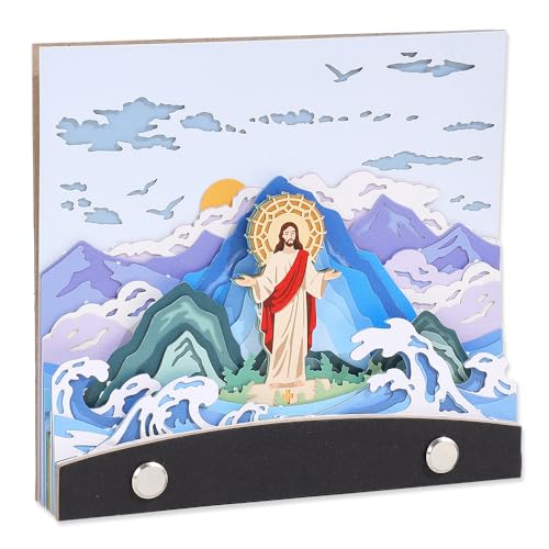 Eccloraff 3D Desk Calendar 2026-2027 Memo Pad Notepad Tear Away Calendar for Daily Planner Christian Gifts for Women Creative Paper Sculpture for Office Decor & Gift Blue God