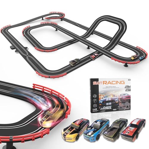 Teslala TE90-2 Slot Racing Car Track For Kids 1:43 Electric Powered 40Ft Big Racing Track Set thumb #4