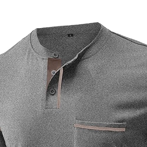 Men Quarter Button Henry Shirts Front Pocket T Shirt for Casual Daily Wear Summer Classic Comfy Pullover Tops4