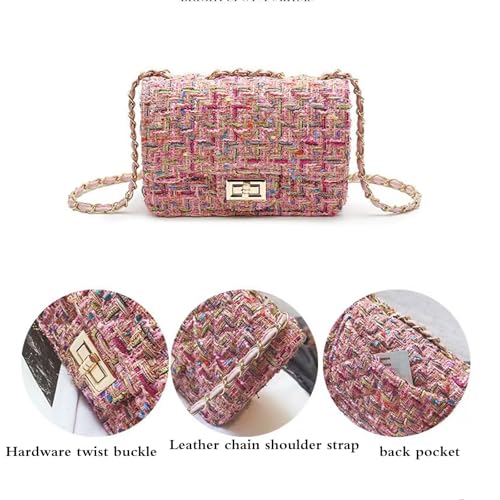 Designer Shoulder Bag for Women Trendy Mini Clutch Evening Bags Quilted Chain Cross body Bag, Tweed Purses for Women3
