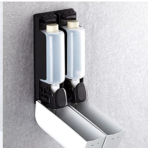 Dispensador de jabón Pared Doble Cabezal, 350 ml X2, Material ABS, Blanco y Negro | White