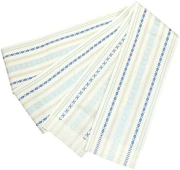 新品 博多織【長尺】単衣半幅帯 浴衣帯 碧色 三本献上柄 帯端処理済 Amazon | 半幅帯 博多織 長尺 浴衣帯 博多帯 正絹 浴衣 白地