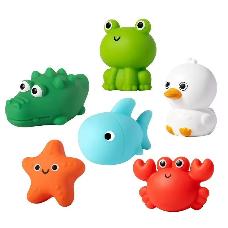 Baby Bath Toys 6Pcs Animals Mould Free Bath Toys No Mould Bath Toys for 1-3 Year Old Boys Girls Rubber Bath Toy Gifts for Boys Girls Birthday Present Age 1 2 3