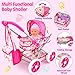 Baby Doll Stroller Set Toys for Girls Toddlers 3-5 4-6 5-7, Baby Doll Playset with 11