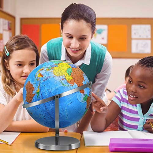 KINGSO 12 in World Globe Large Globes for Kids 720° Rotation Globe of World with Sturdy Steel Stand Over 4000 Locations Educational Toy Gift Adult Geography Globe for Students Teachers Children - Thumbnail 3