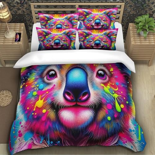 Parure de lit Koala 3D pour chambre d'enfant lit simple en microfibre