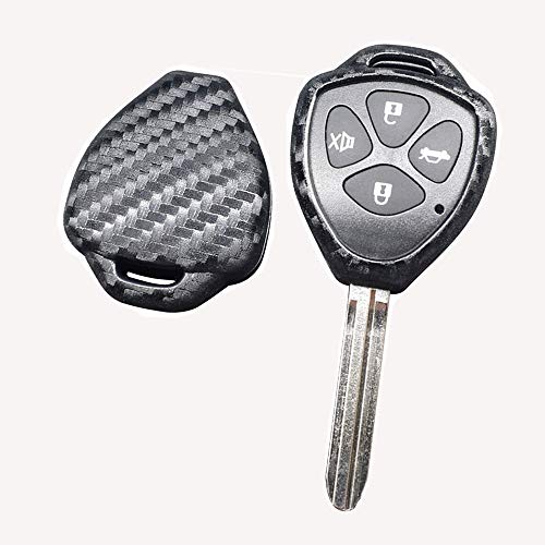 Ceyes Car Key Fob Cover Remote/Smart Key Cover Carbon Fiber Texture Key Cover for Toyota Camry Corolla Land Cruiser Avalon Matrix Highlander Prado Vitz RAV4 Yaris Scion iQ tC xB xD Pontiac Vibe-2pcs