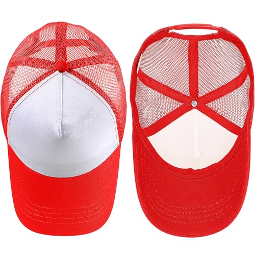 Image of Falari 5-Panel Mesh Baseball Cap, Trucker Hat, Structured Plain Design, Cotton, Adjustable Size