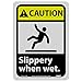 NMC CGA14R Caution - Slippery when wet. â€“ 7 in. x 10 in. Plastic Caution Signage with Graphic, Black/White Text on Yellow/Black Base