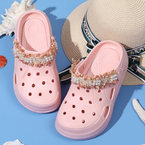 Image of FLIOZY Women's Gardener Platform Clogs Slippers Hight Heels Mules Clog Wedge Sandals Outdoor Beach Shoes