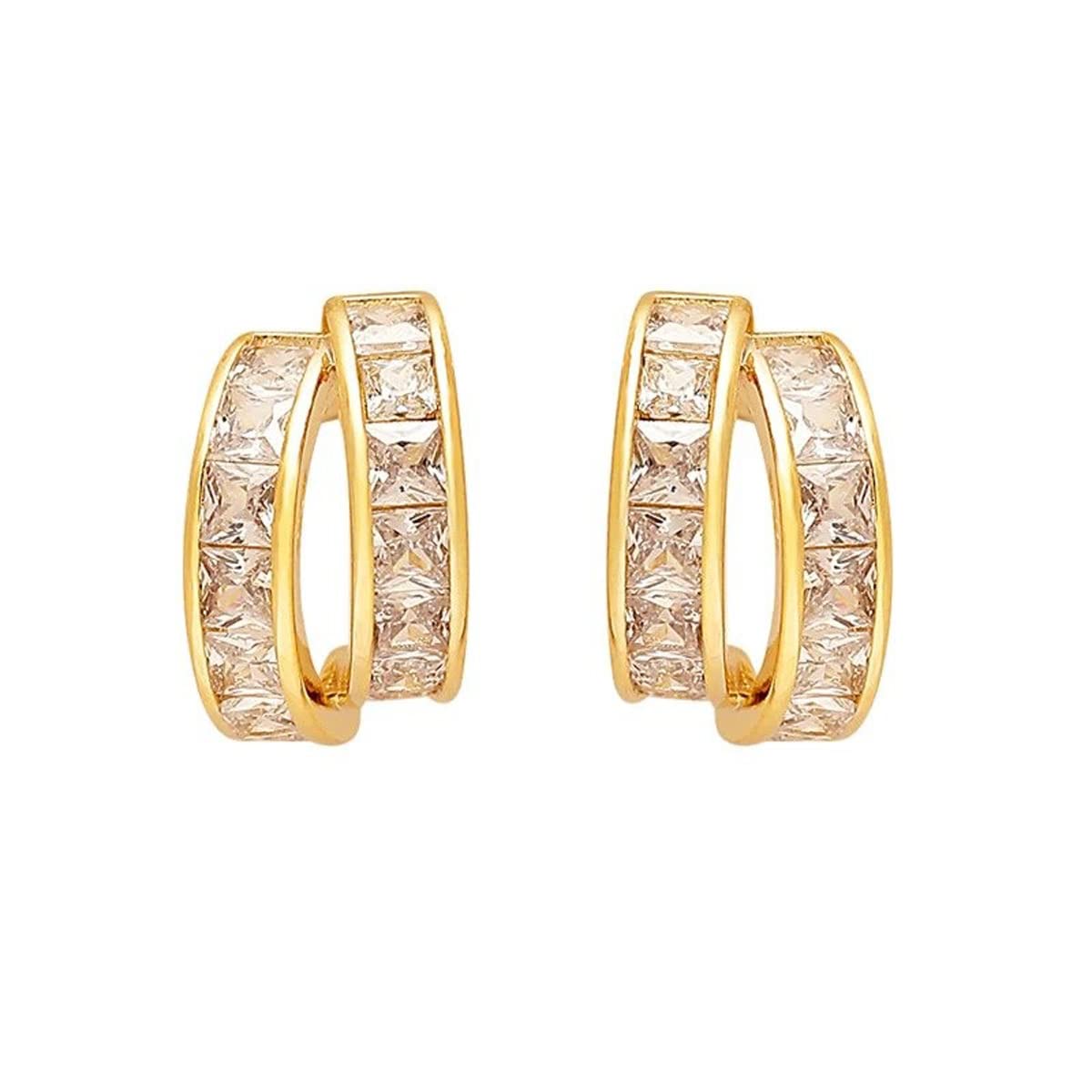 Jewels Galaxy Gold Plated Beautiful Korean Twin Hoop-Like Stud Earrings (FMYN-ERG-35770) (B0C5RT6H76) Amazon Price History, Amazon Price Tracker