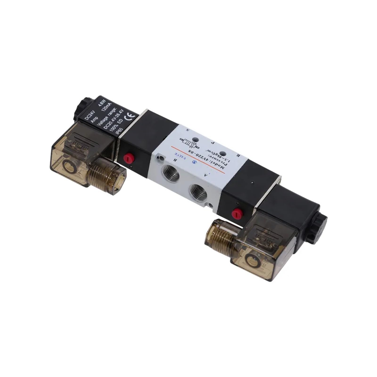 4V220-08 pneumatyczny zawór elektromagnetyczny pneumatyczny 5-drożny 2 pozycje 0,6 cm stop aluminium wewnętrzny E 12 V DC 24 V DC 110 V AC 0,15-0,8 MPa (złączki 12 mm, DC12V)