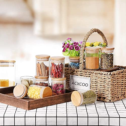 Acxcoo Glass Jars Set,Upgrade Spice Jars With Wood Airtight Lids And Kitchen 180 Spice Jar Labels Preprinted, 7.5Oz 30 Piece Small Food Storage Containers For Home Kitchen, Tea, Spice, Coffee(30) #TOP7