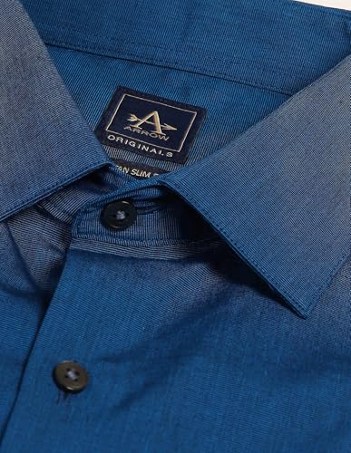 Image of Arrow Solid Slim Fit Mens Formal Shirt - 100% Cotton, Breathable & Comfortable, Full Sleeves Shirts for Men