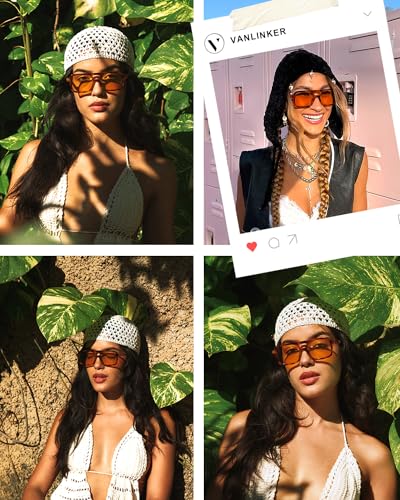 VANLINKER Retro 70s Square Aviator Sunglasses for Women Men Vintage Trendy Rectangle Sun Glasses VL98164