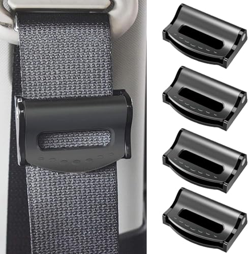 4-Pack Universal Car Seat Belt Adjusters for Adults & Kids - Comfortable Shoulder Neck Protector Seat Belt Positioner & Retainer Clips - Fits for Car SUV Truck (Black)
