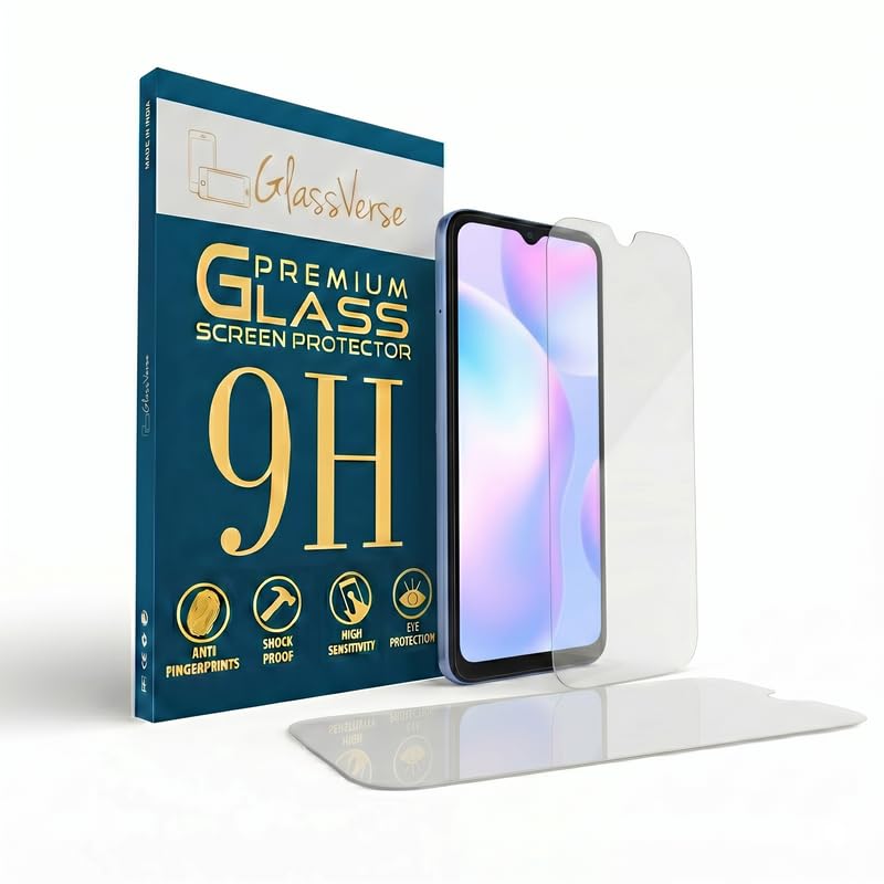 Image of GlassVerse 9H Tempered Glass For Redmi 9i Sport (Pack Of 2) with Free Installation Kit Full screen Coverage Free Replacement If Received Damaged - 6.53 inch