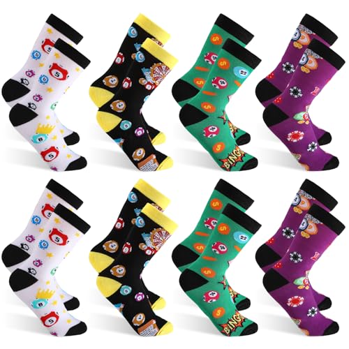 Glitopper 8 Pairs Bingo Socks for Women Men Funny Bingo Game Gifts Classic