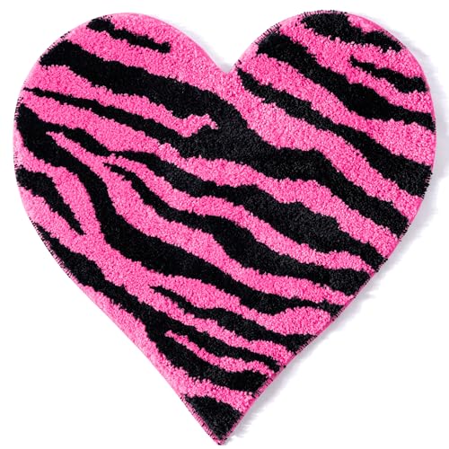 Tapete de peluche rosa corazón cebra 24 pulgadas
