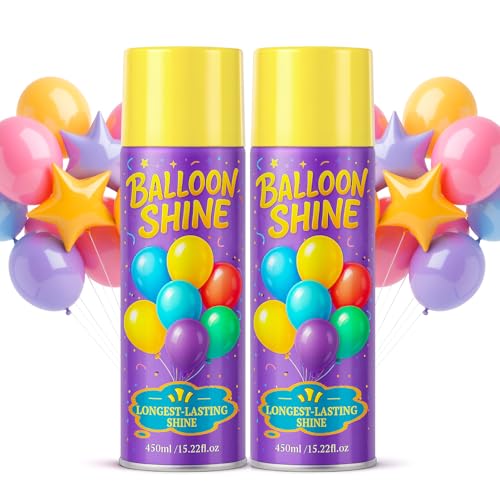 Balloon Shine Spray for Party : 15 oz Balloons Spray Silicone for Fathers Day Halloween Birthday Decorations - Long Lasting Instant High Shine Waterproof for Outdoor Dcor (2 PACK)
