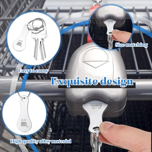Image of Shimeyao 4 Pcs Portable Aluminum Alloy Keyring Shopping Cart Trolley Tokens Quarter Keychains Gift for Men Women Valentines