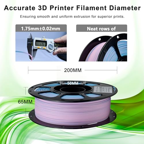 Image of iBOSS Dual Color Matte PLA+ 3D Printer Filament 1.75mm 2 in 1 Coextrusion 1KG Spool (2.2lbs) Multicolor PLA Plus with Smooth Matte Finish for FDM 3D Printers-Pink Blue