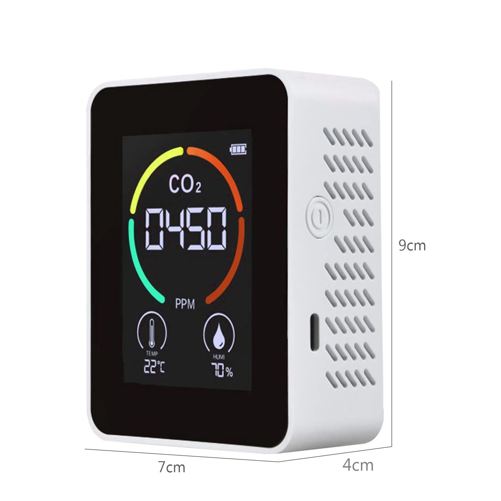 3 w 1 Detektor dwutlenku węgla Monitor jakości powietrza Analizator temperatury i wilgotności powietrza do CO2 Cyfrowy miernik CO2 do domowego biura (biały)