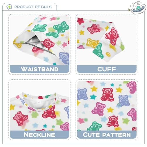 JUNZAN Colorful Gummy Bears Candies Jelly Sweets Little Kids Hooded Sweatshirt Crewneck Boys Sweat Shirt Camping 4T3