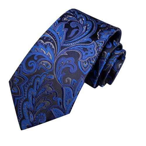 Image of Hi-Tie Men's Silk Ties Formal Woven Classic Necktie Pocket Square Cufflinks Lapel Pin Set Wedding Business