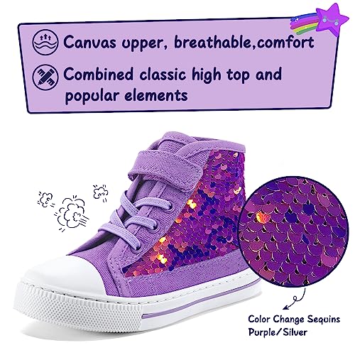 Image of K KomForme Toddler High Top Sneakers Canvas Shoes with Hook and Loops | Lightweight, Breathable
