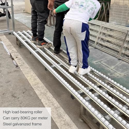 Magazynowy przenośnik rolkowy 40 x 250 cm wytrzymała stal do wysyłki i pakowania rolka wiadro koło zrzutowe srebrne wykończenie - wydajne rozwiązanie do przenoszenia materiałów