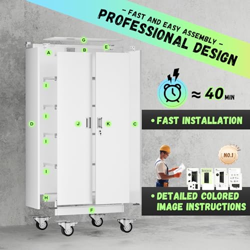 image for INTERGREAT Tall Storage Cabinet with Wheels, 72