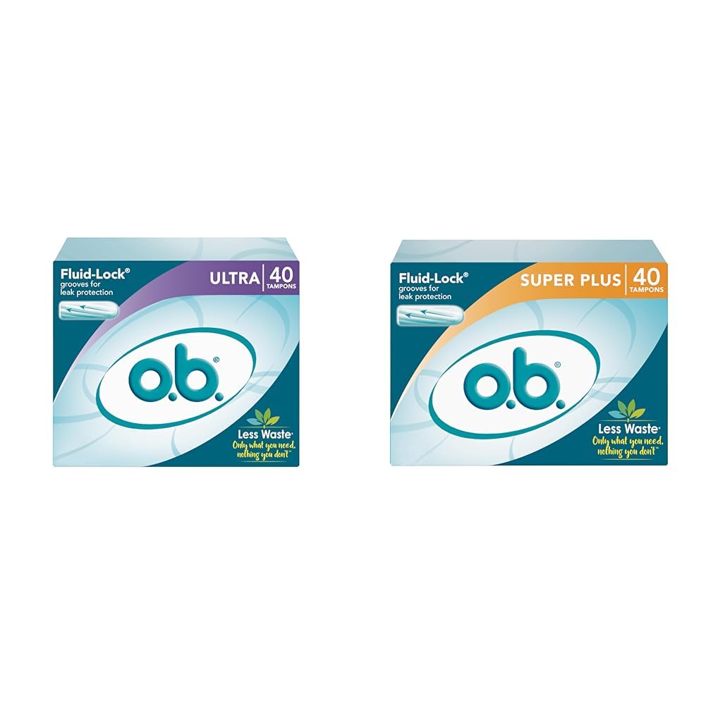 o.b. Tampons Bundle | Ultra Tampons, 40ct and Super Plus Tampons, 40ct | Non-Applicator
