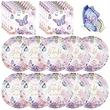 40 Pcs Butterfly Birthday Party Decorations - Purple Butterfly Plates and Napkins, Floral Paper Plates Napkins Disposable Tableware Sets for Butterflies Birthday Party Supplies Decor Favors, Serve 20