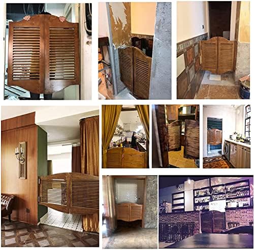 Retro Solid Wood Cafe Swinging Doors, Louvered Saloon Style, Auto Close Partition for Bar & Kitchen, Customizable Half Waist Cowboy Door, Perfect for Rustic Decor