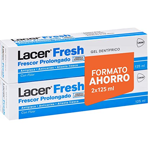 LACER Fresh gel dentífrico con efecto prolongado antiplaca y anticaries duplo 125+125 ml