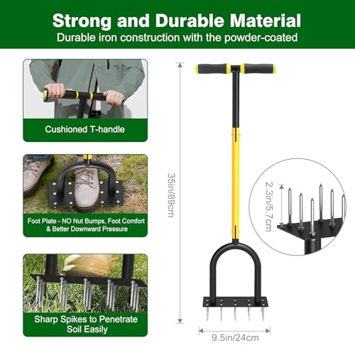 Herramienta manual para airear césped con 15 púas afiladas miniatura 5